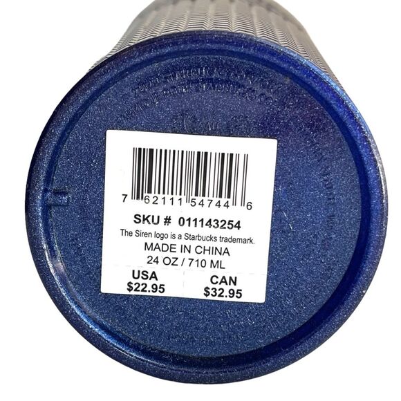 NWT Starbucks COBALT BLUE Venti Tumbler Grid Cold Cup Gridded New Unused - Picture 4 of 4